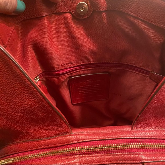 Coach Edie Burgundy Leather Shoulder bag Tote Large - Picture 7 of 14